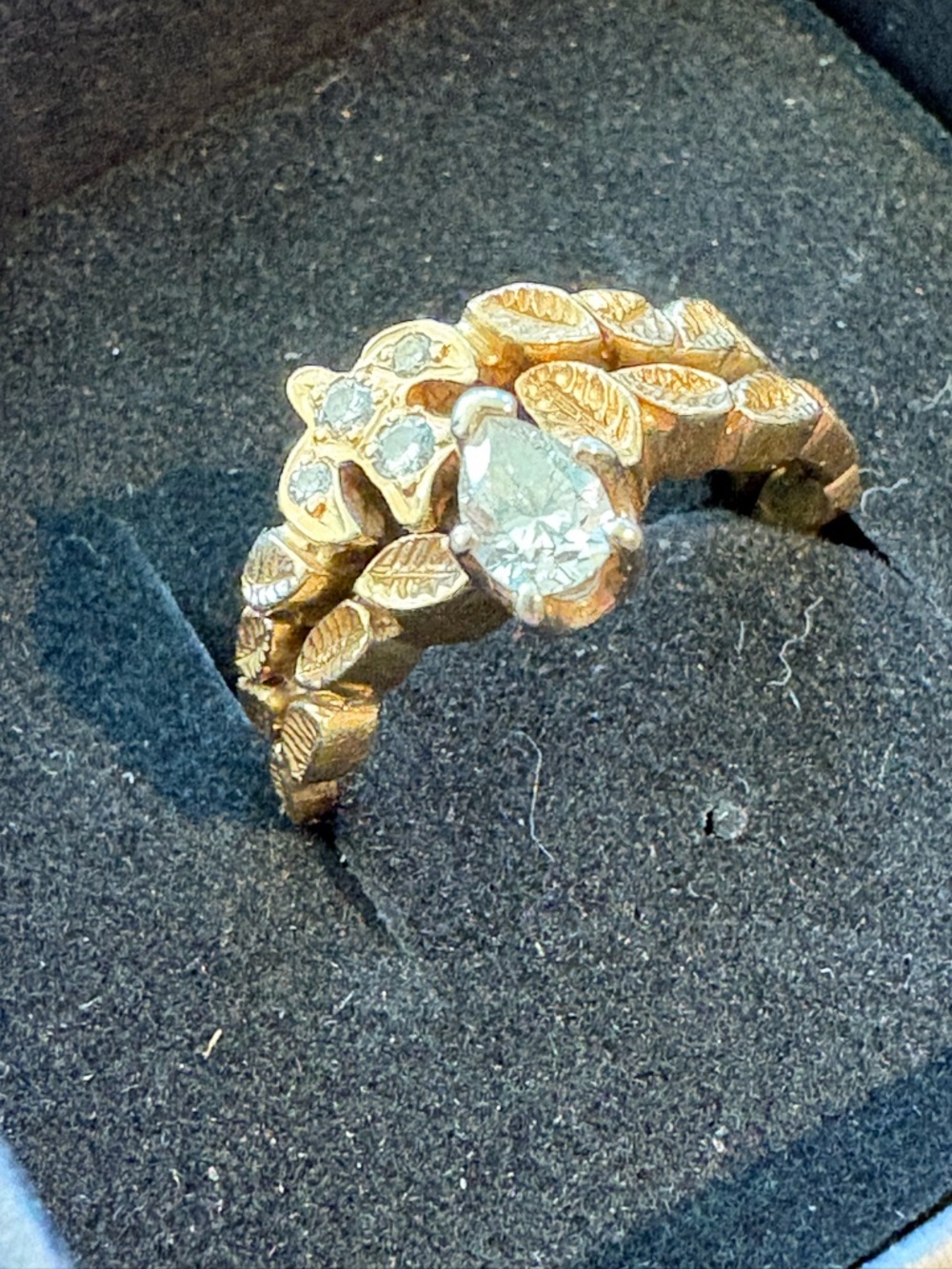 Vintage 14K Gold diamond wedding set rings